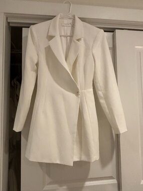 Astr White Tailored Single-Button Blazer Romper Dress